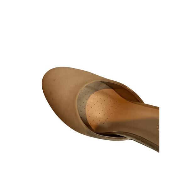 Comfort 7.5 Beige Tan Nude Kaili Leather Ankle Strap Block Heel Dress Pump Work - Picture 6 of 12